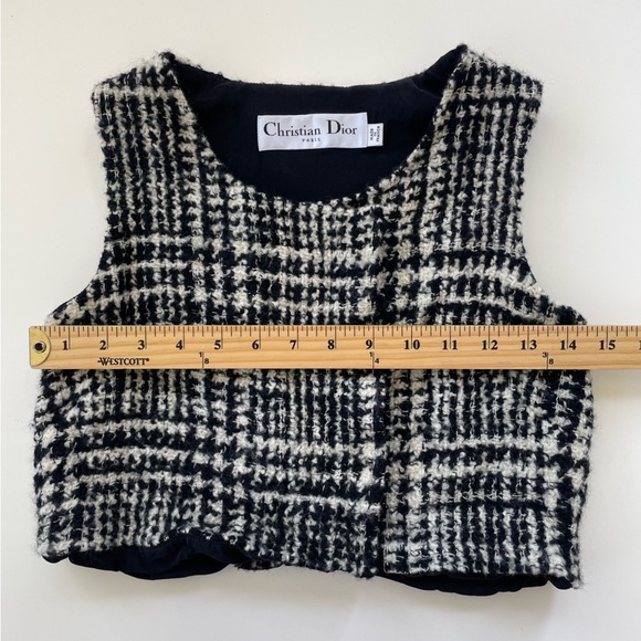 Christian Dior Paris Women's Black White Wool Silk Tweed Vest Made in France Sz4 - Picture 6 of 7
